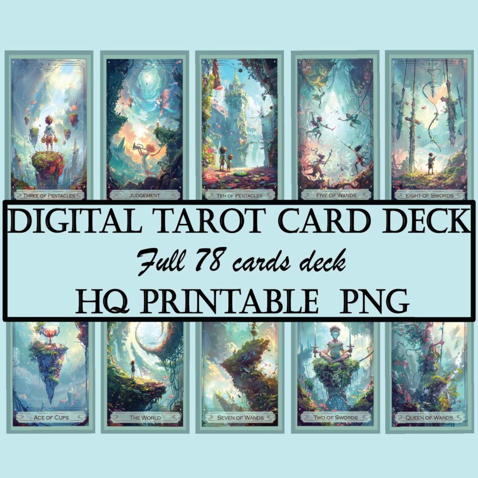 Enchanted Realm - Printable Tarot Cards Deck Magical Style - 78 Cards + Back, High Quality PNG ...