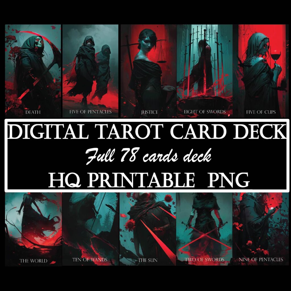 Crimson Moon Printable Tarot Deck