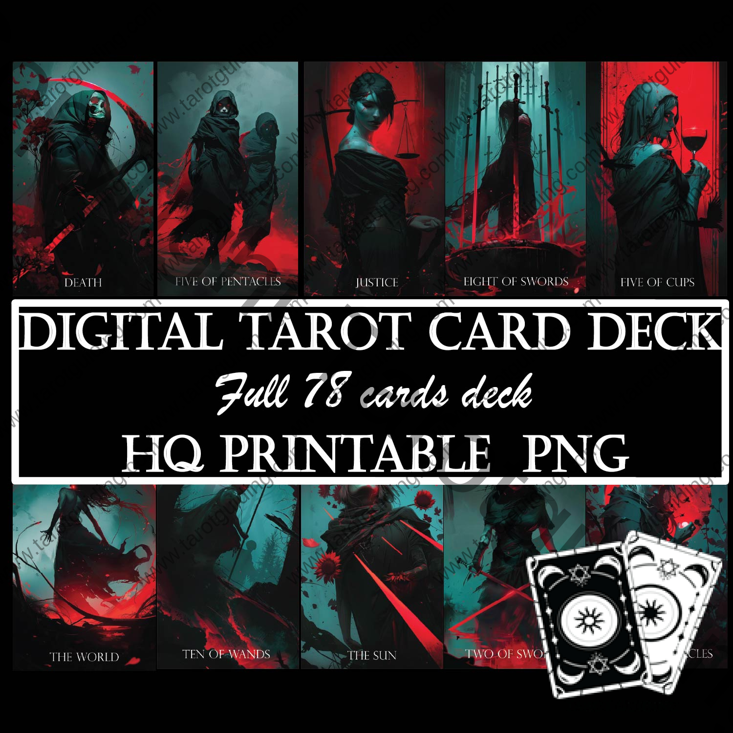 crimson moon tarot cadr printable deck -50